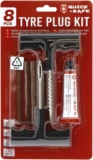 S SUMEX Kit de Reparación de Pinchazos Equipo de Reparación de Neumáticos Apto para Todo Tipo de Neumáticos Compuesto por 5 Mechas 2 Herramientas y Botella Sellador