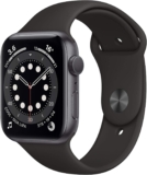 Apple Watch Series 6 (GPS, 44 mm) Caja de aluminio en gris espacial con correa deportiva negra (renovado)
