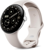 Google Pixel Watch 4 (45 mm) – Reloj inteligente Android Gemini con seguimiento de salud y estado físico – Caja de aluminio plateado pulido – Correa deportiva de porcelana – Wi-Fi