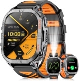 Reloj inteligente militar para hombres, resistente reloj GPS con brújula linterna LED, relojes inteligentes AMOLED de 2.126 in (responder/marcar llamadas), rastreador de fitness impermeable 3ATM