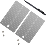 2 tarjetas de almacenamiento de frases de semillas de criptomonedas de acero que incluyen bolígrafo grabado y tornillos, ignífugas, duraderas, seguras, almacenamiento de Bitcoin, billetera caliente, plata, plata metálica, contemporánea