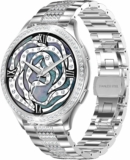 Findtime Reloj Inteligente para Mujer Reloj Inteligente Dorado y Plateado Reloj de presión Arterial Rastreador de Ejercicios con Llamada Bluetooth Monitor de Ritmo cardíaco Oxígeno en Sangre